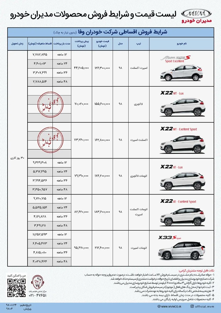 Terms of Sale Terms of Sale of Vehicle Directors MVV - شرایط فروش خودرو | شرایط فروش مدیران خودرو (ام وی ام)