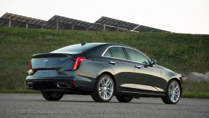 2020 Cadillac CT4 Premium Luxury back three quarter view 300x169 - سرانجام مشخصات کادیلاک CT4-V مدل 2020 منتشر شد